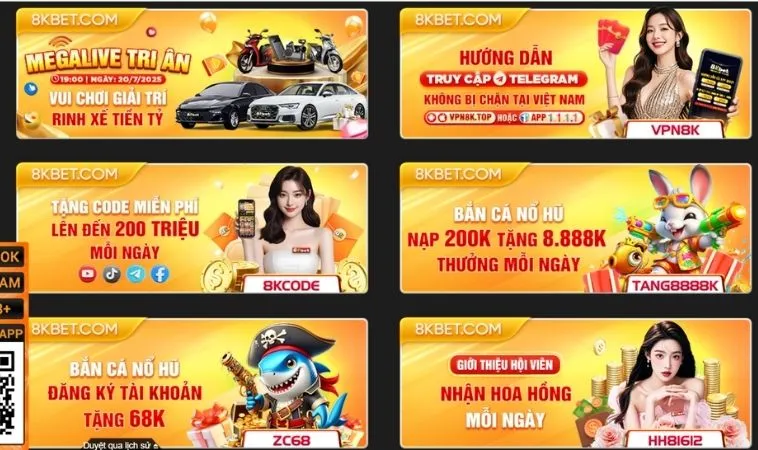 Khuyến Mãi Tại 8KBet 2025: Tổng Hợp Ưu Đãi Hấp Dẫn Nhất 1 Vô vàn các khuyến mãi 8KBET hấp dẫn tặng hội viên